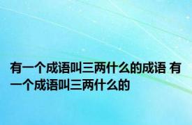 有一个成语叫三两什么的成语 有一个成语叫三两什么的