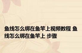 鱼线怎么绑在鱼竿上视频教程 鱼线怎么绑在鱼竿上 步骤