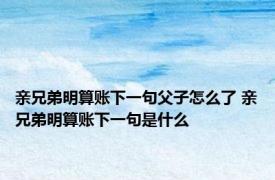 亲兄弟明算账下一句父子怎么了 亲兄弟明算账下一句是什么