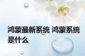 鸿蒙最新系统 鸿蒙系统是什么