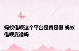 蚂蚁借呗这个平台是真是假 蚂蚁借呗靠谱吗