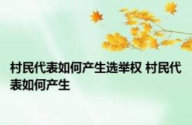 村民代表如何产生选举权 村民代表如何产生