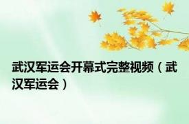 武汉军运会开幕式完整视频（武汉军运会）