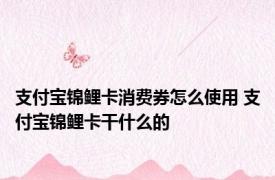 支付宝锦鲤卡消费券怎么使用 支付宝锦鲤卡干什么的