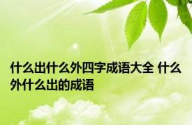 什么出什么外四字成语大全 什么外什么出的成语