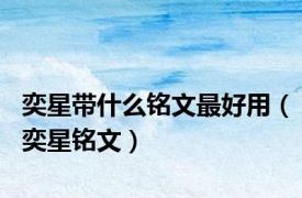 奕星带什么铭文最好用（奕星铭文）