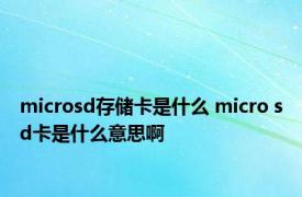 microsd存储卡是什么 micro sd卡是什么意思啊