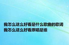 我怎么这么好看是什么歌曲的歌词 我怎么这么好看原唱是谁