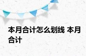 本月合计怎么划线 本月合计 