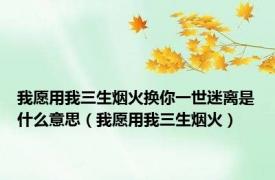 我愿用我三生烟火换你一世迷离是什么意思（我愿用我三生烟火）