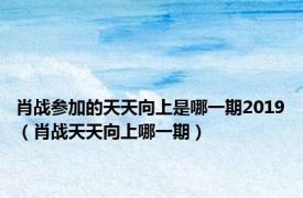 肖战参加的天天向上是哪一期2019（肖战天天向上哪一期）