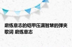 磨练意志的铠甲压满智慧的弹夹歌词 磨练意志 