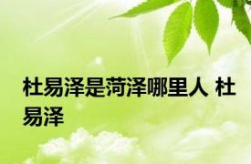 杜易泽是菏泽哪里人 杜易泽 