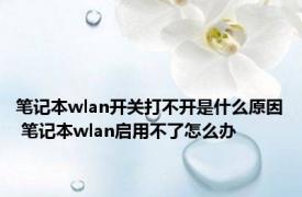 笔记本wlan开关打不开是什么原因 笔记本wlan启用不了怎么办