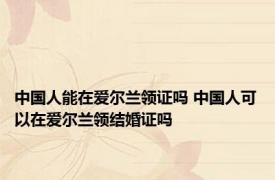 中国人能在爱尔兰领证吗 中国人可以在爱尔兰领结婚证吗