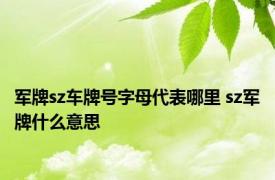 军牌sz车牌号字母代表哪里 sz军牌什么意思