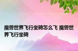 魔兽世界飞行坐骑怎么飞 魔兽世界飞行坐骑 