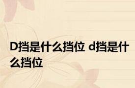 D挡是什么挡位 d挡是什么挡位