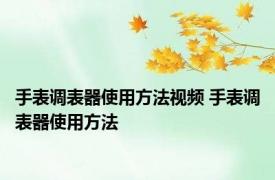 手表调表器使用方法视频 手表调表器使用方法