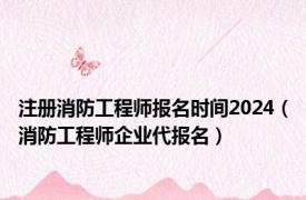 注册消防工程师报名时间2024（消防工程师企业代报名）
