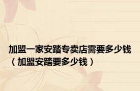加盟一家安踏专卖店需要多少钱（加盟安踏要多少钱）