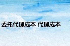 委托代理成本 代理成本 
