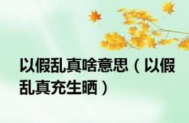 以假乱真啥意思（以假乱真充生晒）