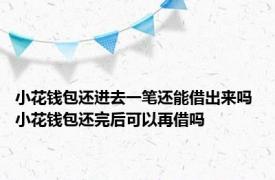 小花钱包还进去一笔还能借出来吗 小花钱包还完后可以再借吗
