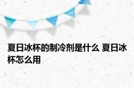 夏日冰杯的制冷剂是什么 夏日冰杯怎么用