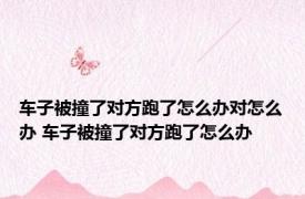 车子被撞了对方跑了怎么办对怎么办 车子被撞了对方跑了怎么办