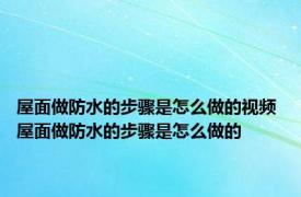 屋面做防水的步骤是怎么做的视频 屋面做防水的步骤是怎么做的