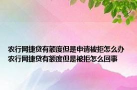 农行网捷贷有额度但是申请被拒怎么办 农行网捷贷有额度但是被拒怎么回事