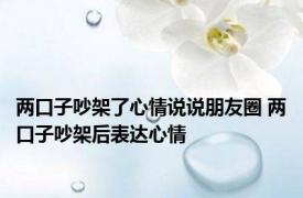 两口子吵架了心情说说朋友圈 两口子吵架后表达心情