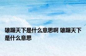 雄踞天下是什么意思啊 雄踞天下是什么意思