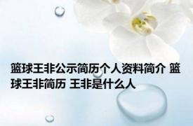 篮球王非公示简历个人资料简介 篮球王非简历 王非是什么人
