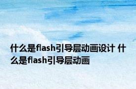 什么是flash引导层动画设计 什么是flash引导层动画