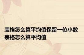 表格怎么算平均值保留一位小数 表格怎么算平均值