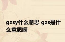 gzsy什么意思 gzs是什么意思啊