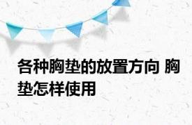 各种胸垫的放置方向 胸垫怎样使用