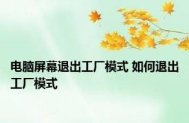 电脑屏幕退出工厂模式 如何退出工厂模式