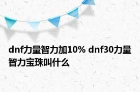 dnf力量智力加10% dnf30力量智力宝珠叫什么