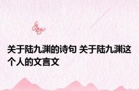 关于陆九渊的诗句 关于陆九渊这个人的文言文