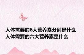 人体需要的6大营养素分别是什么 人体需要的六大营养素是什么