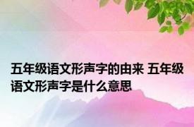 五年级语文形声字的由来 五年级语文形声字是什么意思