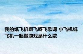 我的纸飞机啊飞呀飞歌词 小飞机纸飞机一起做游戏是什么歌