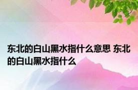 东北的白山黑水指什么意思 东北的白山黑水指什么