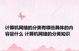 计算机网络的分类有哪些具体的内容是什么 计算机网络的分类知识