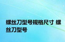 螺丝刀型号规格尺寸 螺丝刀型号