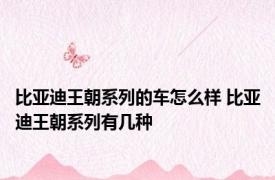 比亚迪王朝系列的车怎么样 比亚迪王朝系列有几种