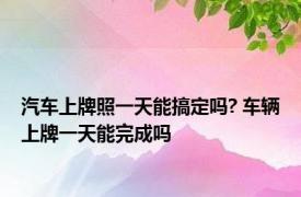 汽车上牌照一天能搞定吗? 车辆上牌一天能完成吗